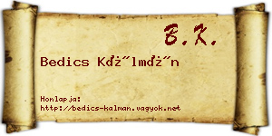 Bedics Kálmán névjegykártya